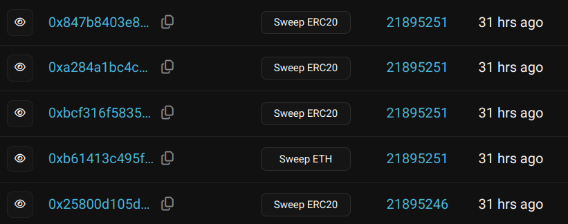 Bybit cold wallet being drained