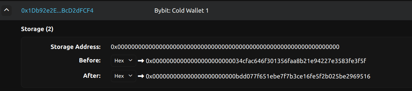 Changing the storage location on Bybit cold wallet