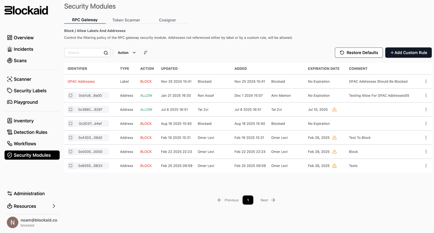Blockaid Platform RPC Module